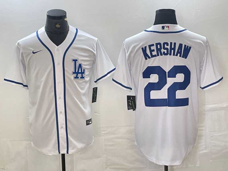 Men%27s Los Angeles Dodgers #22 Clayton Kershaw White Cool Base Stitched Baseball Jersey->los angeles dodgers->MLB Jersey